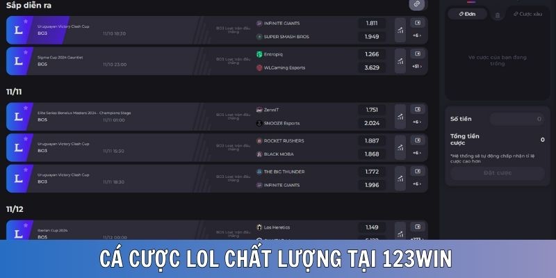 Cá cược LOL an toàn chất lượng tại 123win